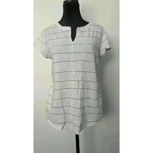 White and Gray Striped T Shirt Gap